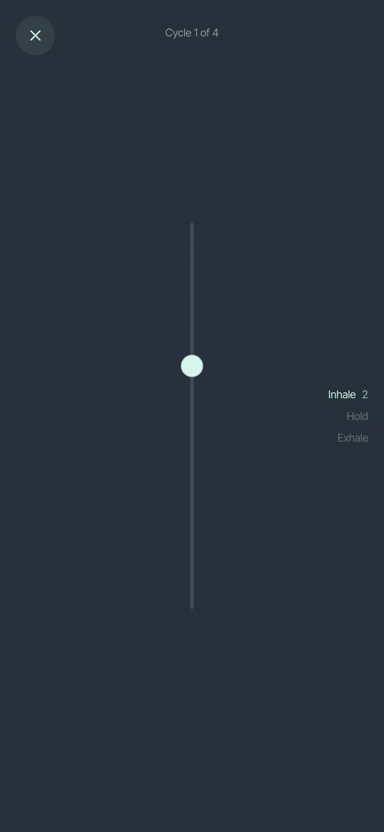 4-7-8 breathing practice with a dot rising on the inhale